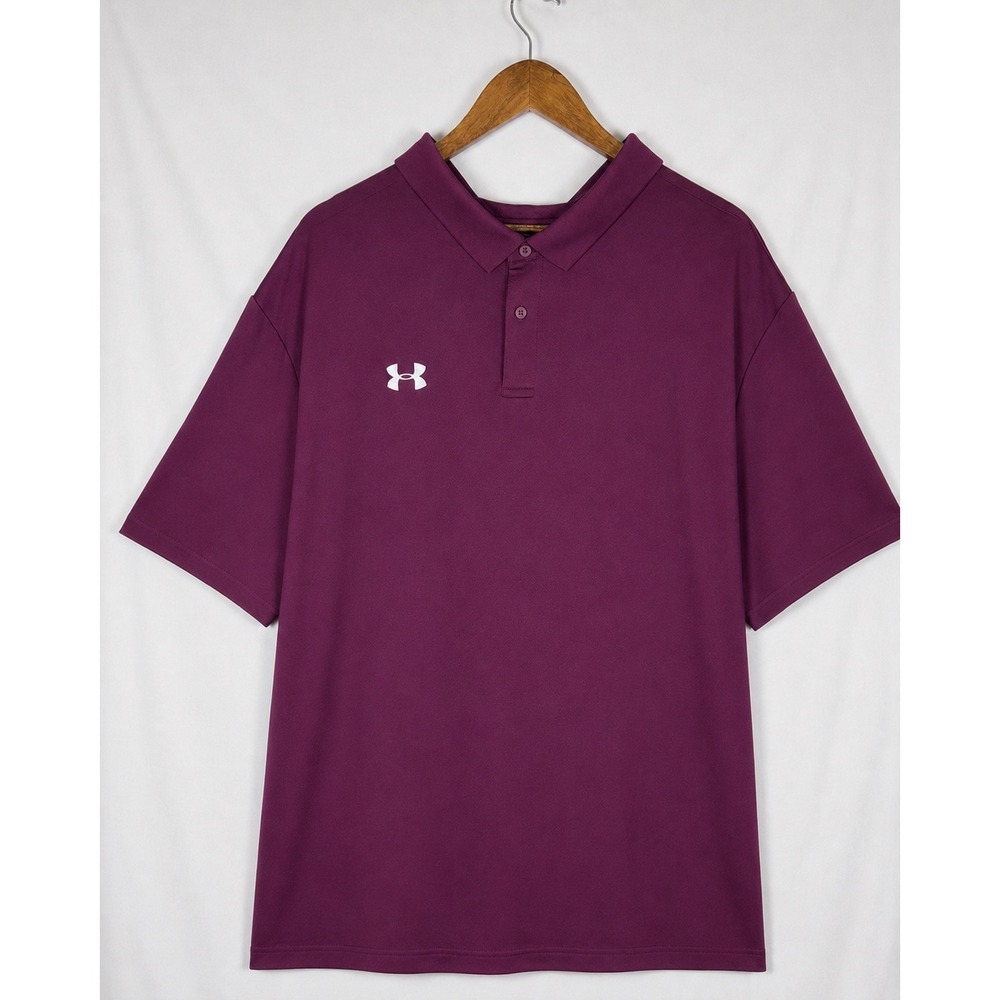 Under Armour Polo Shirt Mens 4XL Burgundy Loose Performance Golf Casual Big Tall